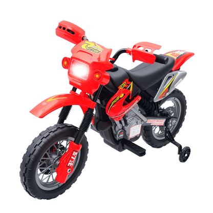 Kids 6V Electric Ride-On Motorcycle With Training Wheels, Battery-Powered, Red - Loving My Life Outdoors