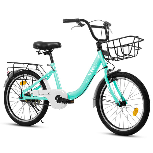 A20182 20 Inch Kids Bike For Boys & Girls, Children's Bicycle With Coaster Brake & V-Brake, 1-Speed, Chain Guard & Rear Rack, Lightweight Steel Frame Pink, Green, Purple, White - Loving My Life Outdoors