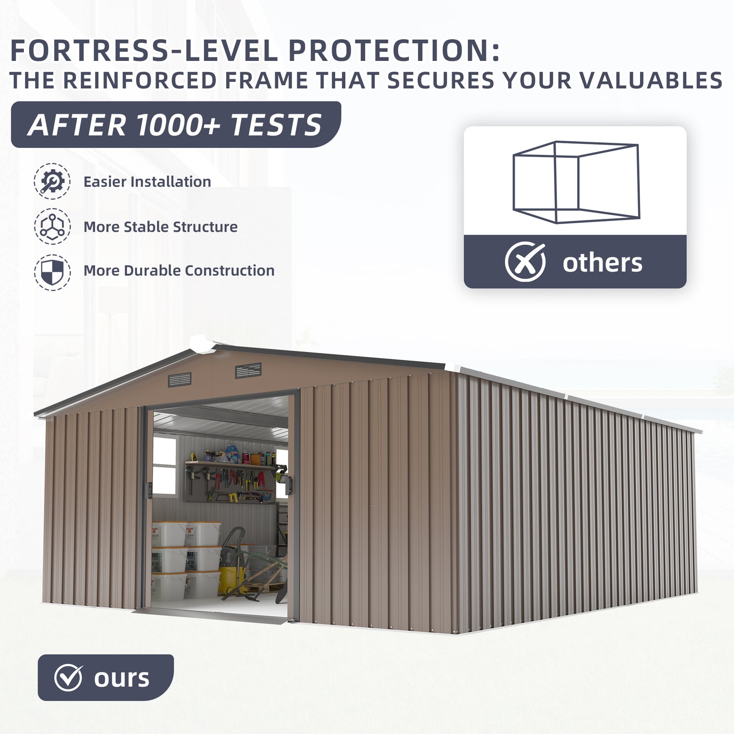 Campcraft 10x12ft  0.25mm Color Steel Plate, Surface Protective Film, Two Daylight Windows, A Practical And Thoughtful Gift, two Colors Can Be Freely Selected Storage Sheds - Loving My Life Outdoors