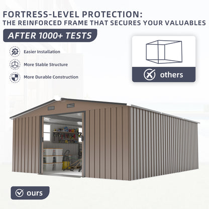 Campcraft 10x12ft  0.25mm Color Steel Plate, Surface Protective Film, Two Daylight Windows, A Practical And Thoughtful Gift, two Colors Can Be Freely Selected Storage Sheds - Loving My Life Outdoors