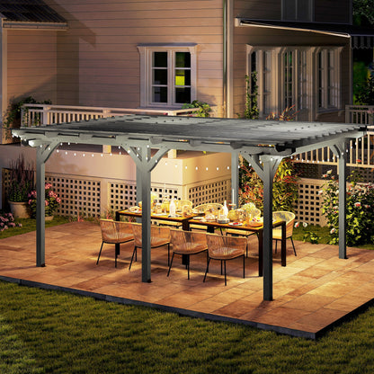 12' x 16' Outdoor Pergola, Wood Gazebo Grape Trellis with Stable Structure for Climbing Plant Support, Gray - Loving My Life Outdoors