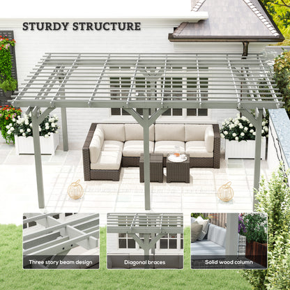 12' x 16' Outdoor Pergola, Wood Gazebo Grape Trellis with Stable Structure for Climbing Plant Support, Gray - Loving My Life Outdoors
