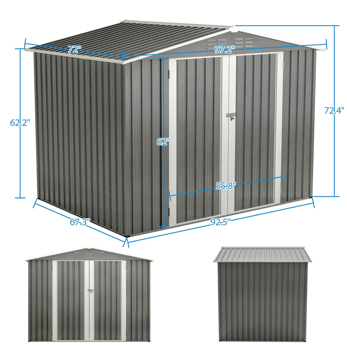 8 X 6 FT Outdoor Waterproof Garden Tool Storage Sheds With Metal Foundation With Floor Frame, Tool Shed With Lockable Hinged Doors & Air Vents, Storage House Waterproof For Backyard, Lawn, Gray - Loving My Life Outdoors