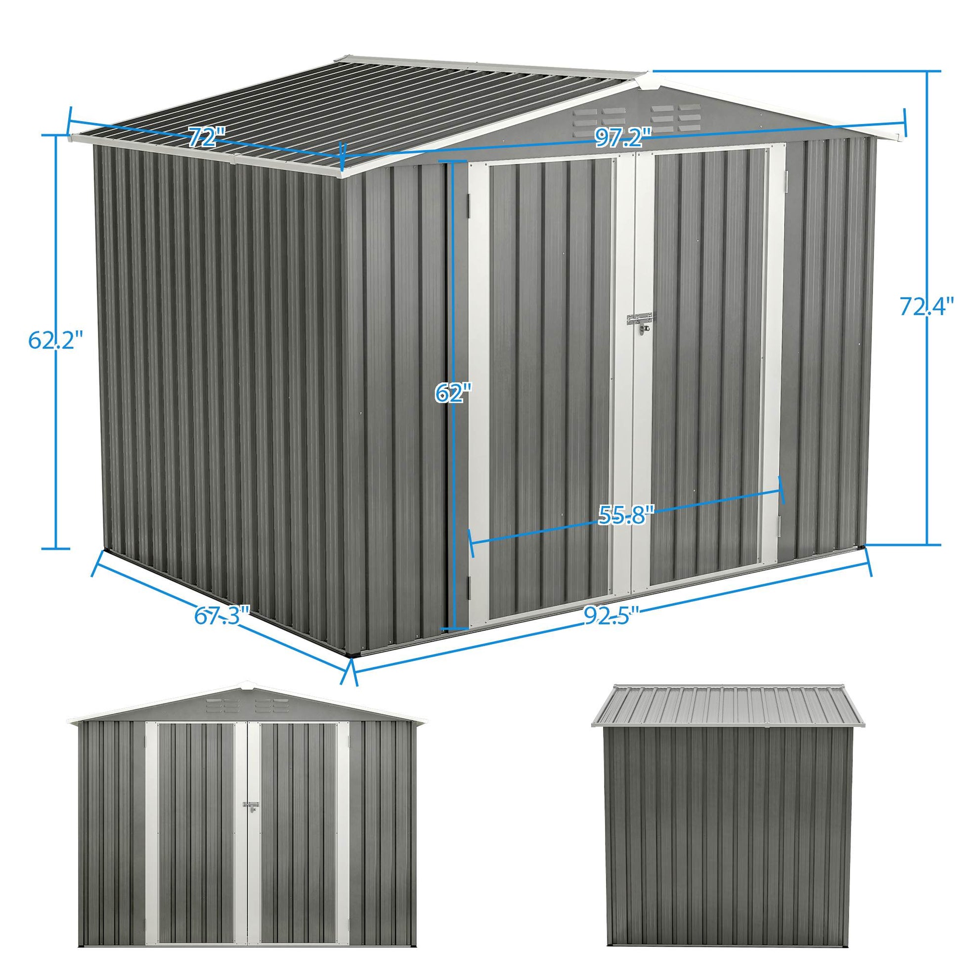 8 X 6 FT Outdoor Waterproof Garden Tool Storage Sheds With Metal Foundation With Floor Frame, Tool Shed With Lockable Hinged Doors & Air Vents, Storage House Waterproof For Backyard, Lawn, Gray - Loving My Life Outdoors