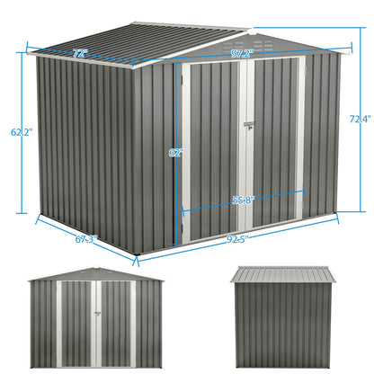 8 X 6 FT Outdoor Waterproof Garden Tool Storage Sheds With Metal Foundation With Floor Frame, Tool Shed With Lockable Hinged Doors & Air Vents, Storage House Waterproof For Backyard, Lawn, Gray - Loving My Life Outdoors