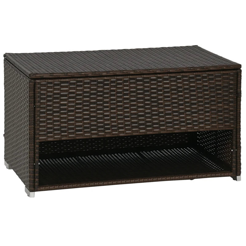 Outdoor Deck Box & Shoe Storage, PE Rattan Wicker Towel Rack With Liner For Indoor, Outdoor, Patio Furniture Cushions, Pool, Garden Tools, Brown - Loving My Life Outdoors