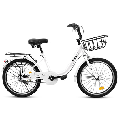A20182 20 Inch Kids Bike For Boys & Girls, Children's Bicycle With Coaster Brake & V-Brake, 1-Speed, Chain Guard & Rear Rack, Lightweight Steel Frame Pink, Green, Purple, White - Loving My Life Outdoors