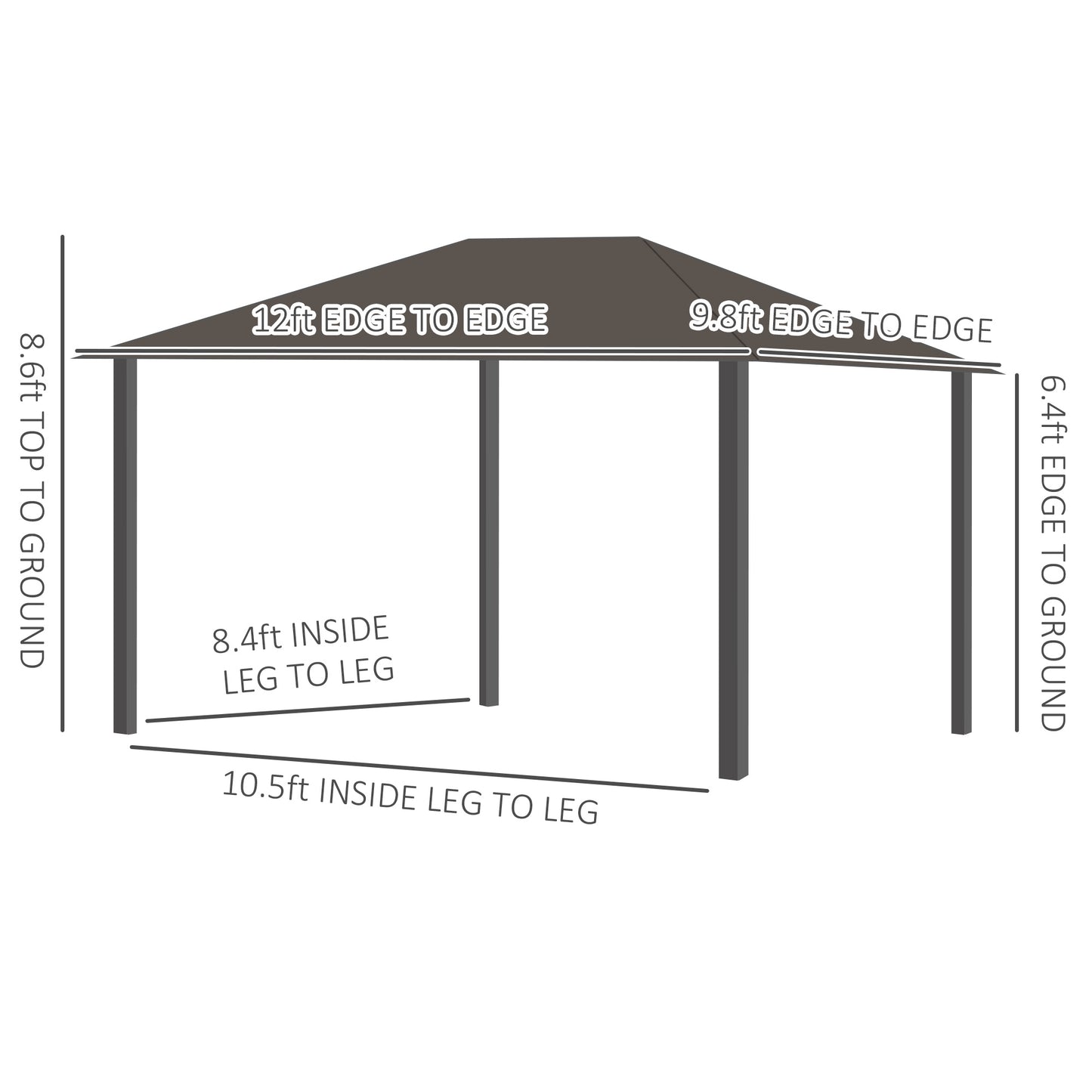 10' x 12' Hardtop Gazebo with Curtains and Netting, Gazebo Canopy with Aluminum Frame and Hooks, Dark Gray - Loving My Life Outdoors