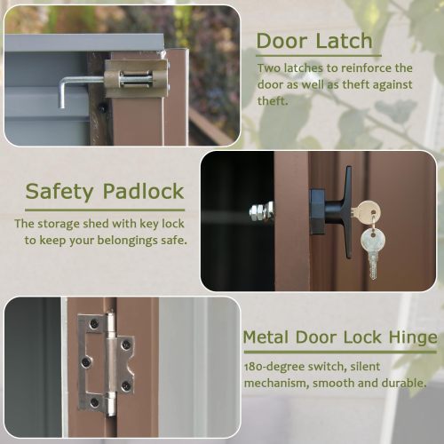 Outdoor Storage Shed 6x4 FT, Metal Tool Sheds Storage House With Lockable Double Door, Large Bike Shed Waterproof For Garden, Backyard, Lawn - Loving My Life Outdoors