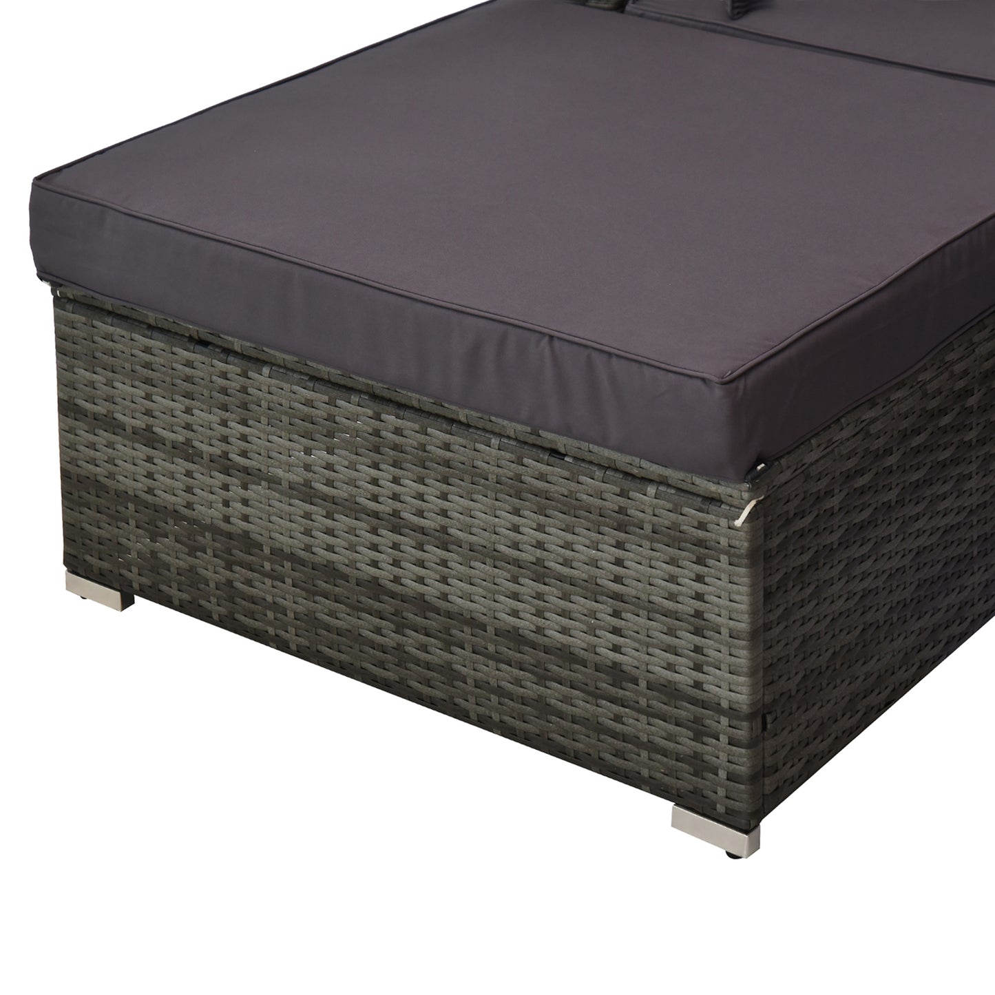 5-Piece Outdoor Sectional Furniture, Patio Sofa Set, PE Wicker Couch, Cushions, Pillows, Ottoman, Table, Charcoal - Loving My Life Outdoors