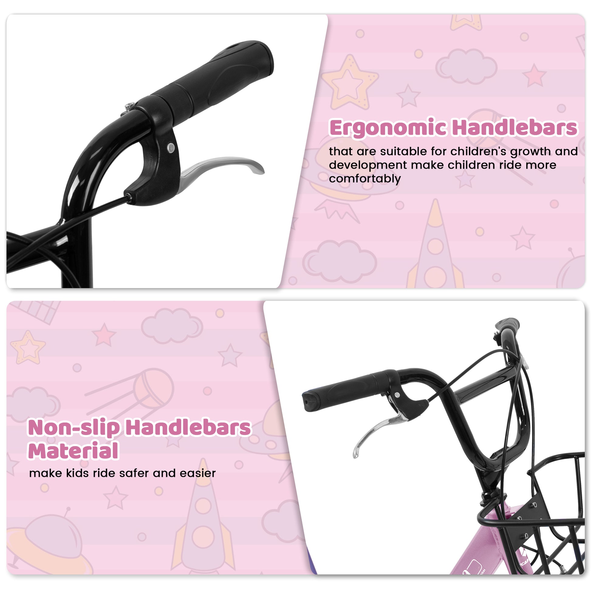 A20182 20 Inch Kids Bike For Boys & Girls, Children's Bicycle With Coaster Brake & V-Brake, 1-Speed, Chain Guard & Rear Rack, Lightweight Steel Frame Pink, Green, Purple, White - Loving My Life Outdoors
