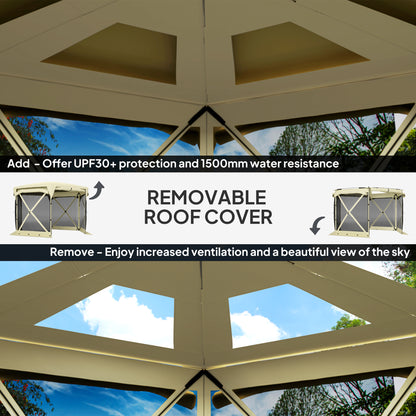 11 X 11ft Pop Up Gazebo Screen Tent With Removable Roof Cover, Roll-up Wind Panels For Camping, Backyard, Beige - Loving My Life Outdoors