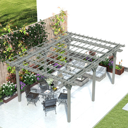 12' x 16' Outdoor Pergola, Wood Gazebo Grape Trellis with Stable Structure for Climbing Plant Support, Gray - Loving My Life Outdoors