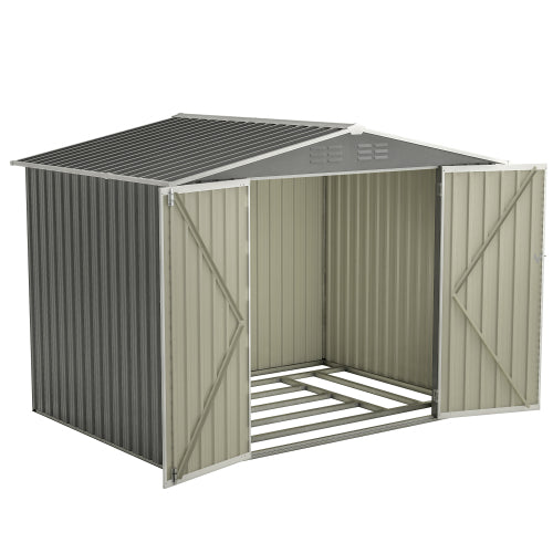 8 X 6 FT Outdoor Waterproof Garden Tool Storage Sheds With Metal Foundation With Floor Frame, Tool Shed With Lockable Hinged Doors & Air Vents, Storage House Waterproof For Backyard, Lawn, Gray - Loving My Life Outdoors