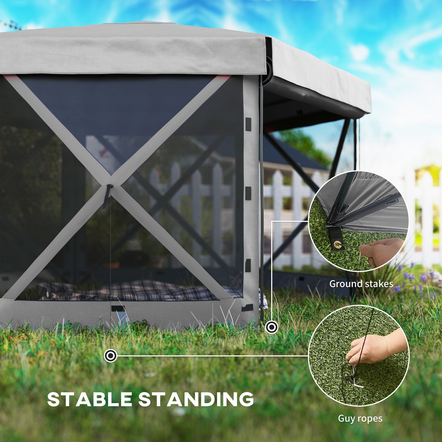 12' x 12' Hexagonal Pop Up Gazebo Canopy Tent with 5 Sidewalls, Outdoor Canopy Shelter with Carry Bag, Dark Gray - Loving My Life Outdoors
