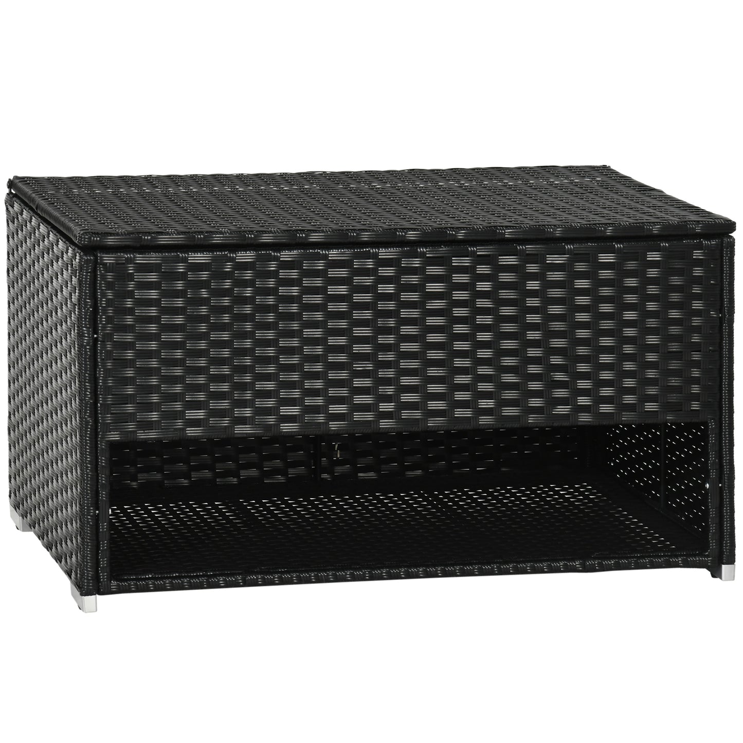 Outdoor Deck Box & Shoe Storage, PE Rattan Wicker Towel Rack with Liner for Indoor, Outdoor, Patio Furniture Cushions, Pool, Garden Tools, Black - Loving My Life Outdoors