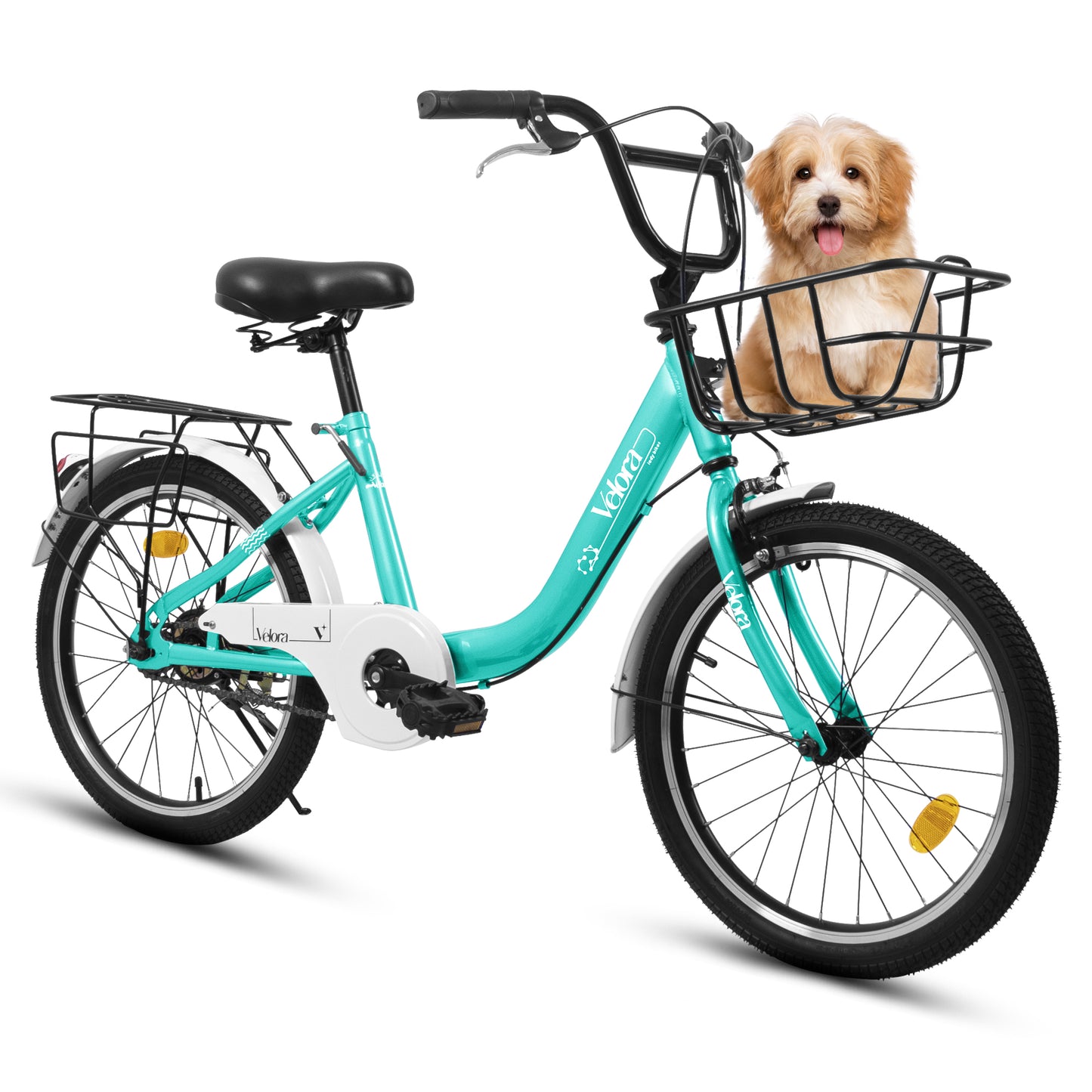 A20182 20 Inch Kids Bike For Boys & Girls, Children's Bicycle With Coaster Brake & V-Brake, 1-Speed, Chain Guard & Rear Rack, Lightweight Steel Frame Pink, Green, Purple, White - Loving My Life Outdoors