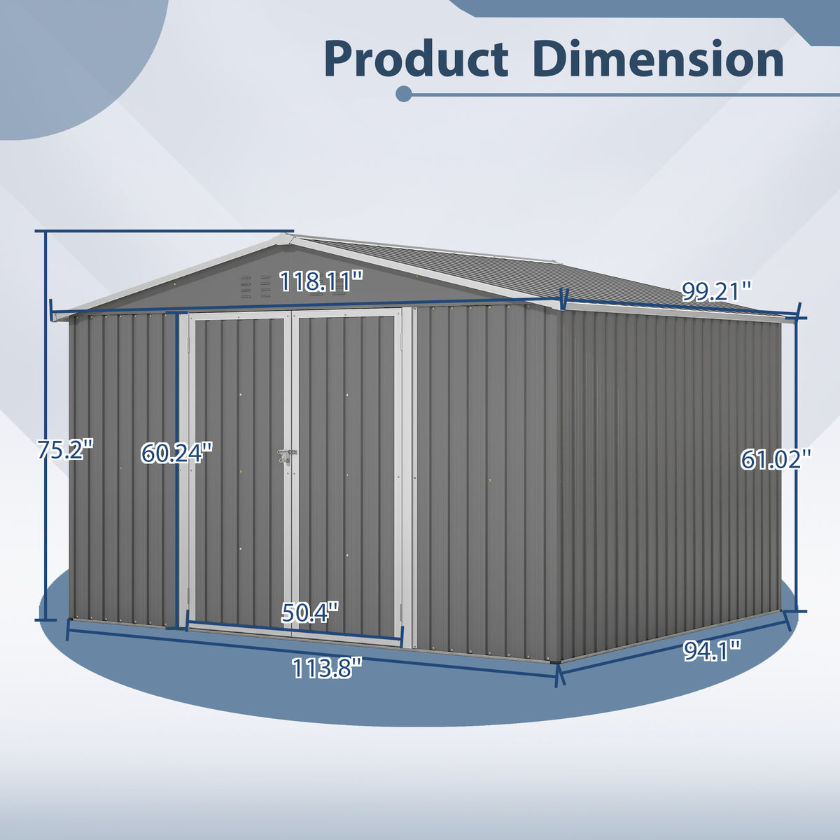 10X8 FT Outdoor Tool Storage Shed With Metal Foundation & Lockable Doors, All Weather Metal Sheds For Garden, Patio, Backyard, Lawn, Gray - Loving My Life Outdoors