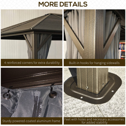 10' x 12' Hardtop Gazebo with Curtains and Netting, Gazebo Canopy with Aluminum Frame and Hooks, Dark Gray - Loving My Life Outdoors
