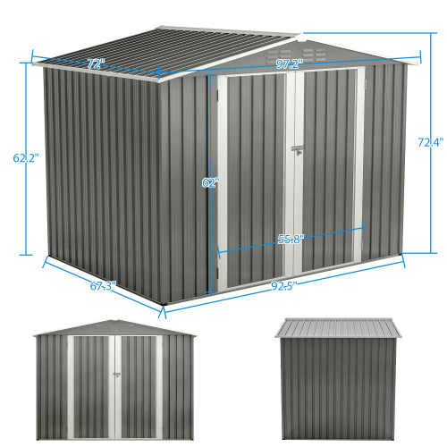 8 X 6 FT Outdoor Waterproof Garden Tool Storage Sheds With Metal Foundation With Floor Frame, Tool Shed With Lockable Hinged Doors & Air Vents, Storage House Waterproof For Backyard, Lawn, Gray - Loving My Life Outdoors