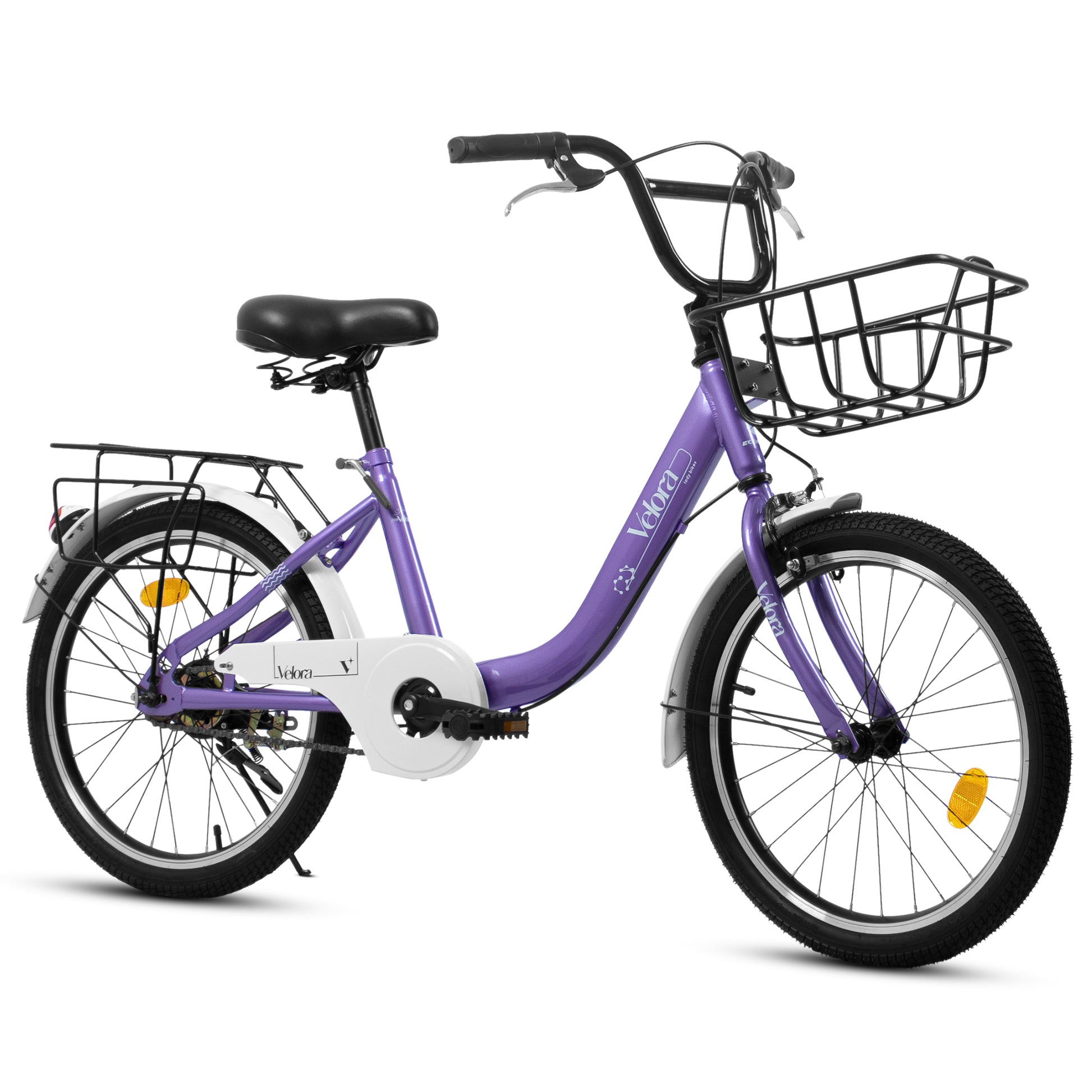 A20182 20 Inch Kids Bike For Boys & Girls, Children's Bicycle With Coaster Brake & V-Brake, 1-Speed, Chain Guard & Rear Rack, Lightweight Steel Frame Pink, Green, Purple, White - Loving My Life Outdoors