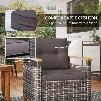 Outdoor Bistro Set Wicker Patio Furniture with Cushions for Porch, Backyard, Garden, Gray - Loving My Life Outdoors