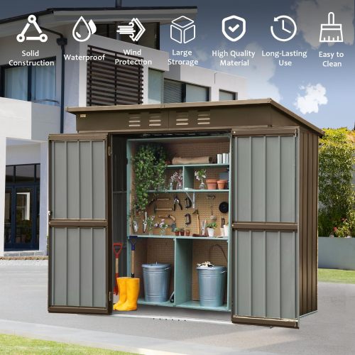 Outdoor Storage Shed 6x4 FT, Metal Tool Sheds Storage House With Lockable Double Door, Large Bike Shed Waterproof For Garden, Backyard, Lawn - Loving My Life Outdoors