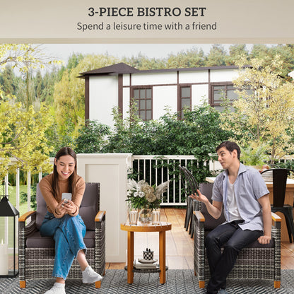 Outdoor Bistro Set Wicker Patio Furniture with Cushions for Porch, Backyard, Garden, Gray - Loving My Life Outdoors