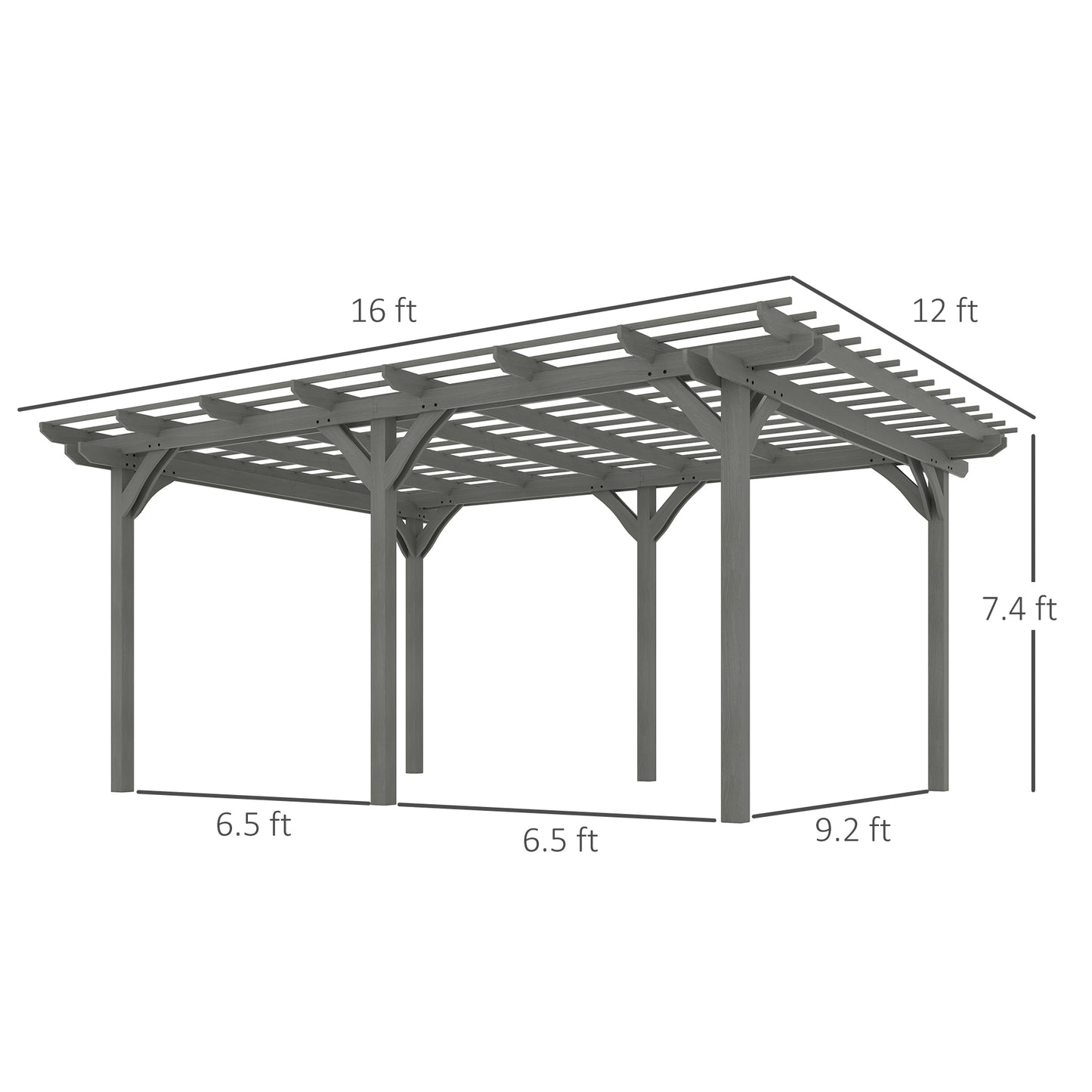 12' x 16' Outdoor Pergola, Wood Gazebo Grape Trellis with Stable Structure for Climbing Plant Support, Gray - Loving My Life Outdoors