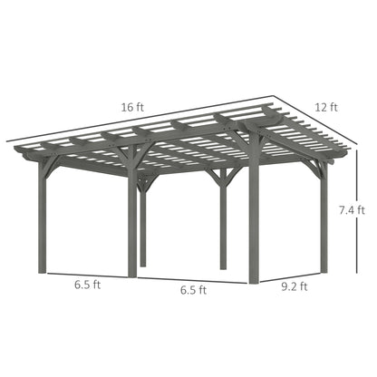 12' x 16' Outdoor Pergola, Wood Gazebo Grape Trellis with Stable Structure for Climbing Plant Support, Gray - Loving My Life Outdoors