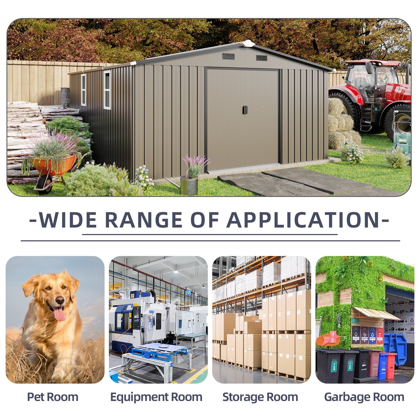 Campcraft 10x12ft  0.25mm Color Steel Plate, Surface Protective Film, Two Daylight Windows, A Practical And Thoughtful Gift, two Colors Can Be Freely Selected Storage Sheds - Loving My Life Outdoors