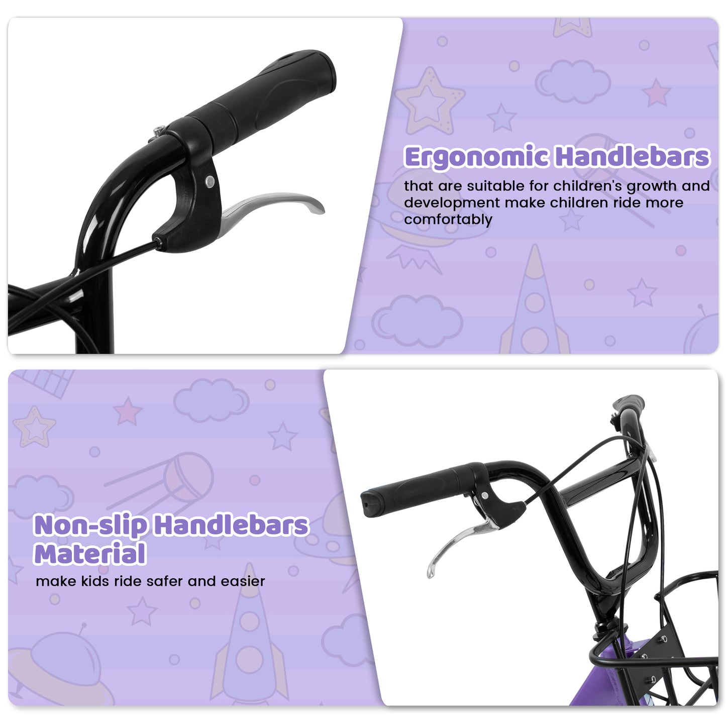 A20182 20 Inch Kids Bike For Boys & Girls, Children's Bicycle With Coaster Brake & V-Brake, 1-Speed, Chain Guard & Rear Rack, Lightweight Steel Frame Pink, Green, Purple, White - Loving My Life Outdoors