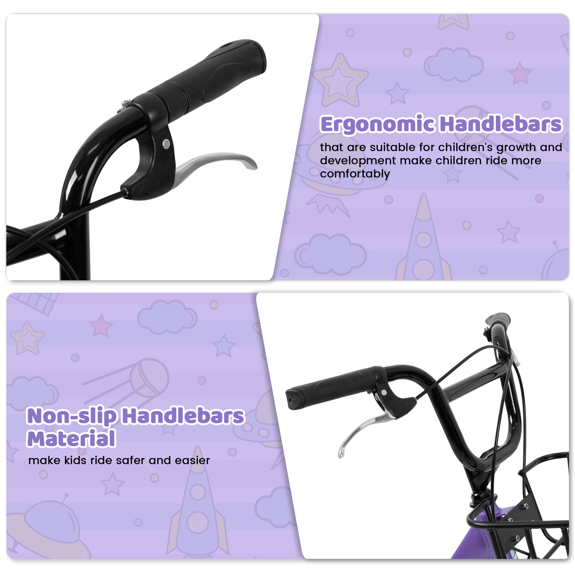 A20182 20 Inch Kids Bike For Boys & Girls, Children's Bicycle With Coaster Brake & V-Brake, 1-Speed, Chain Guard & Rear Rack, Lightweight Steel Frame Pink, Green, Purple, White - Loving My Life Outdoors