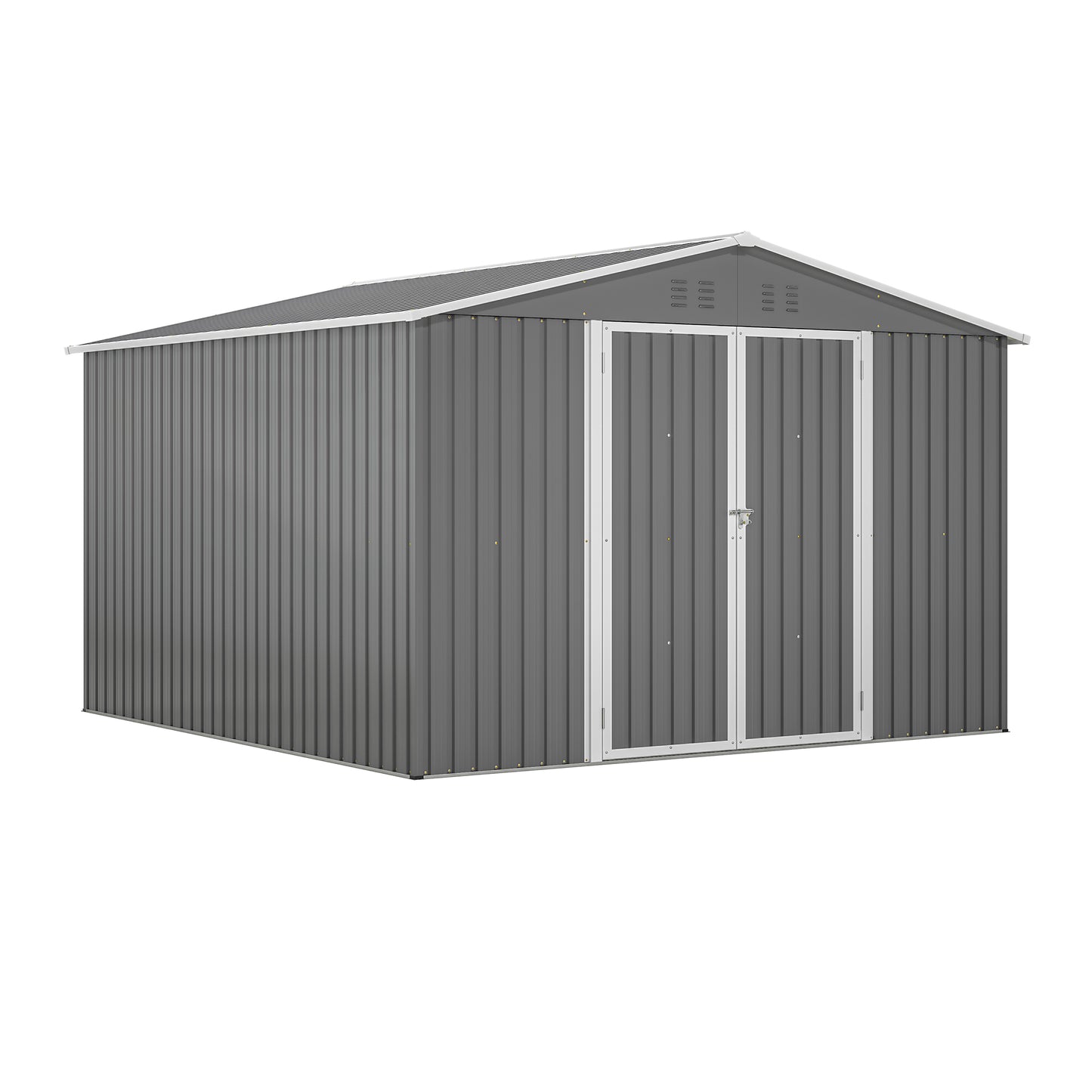 10 X 10 FT Outdoor Storage Shed, Large Metal Tool Sheds With Updated Frame Structure And Lockable Doors, Garden Shed For Backyard Garden Patio Lawn, Grey - Loving My Life Outdoors
