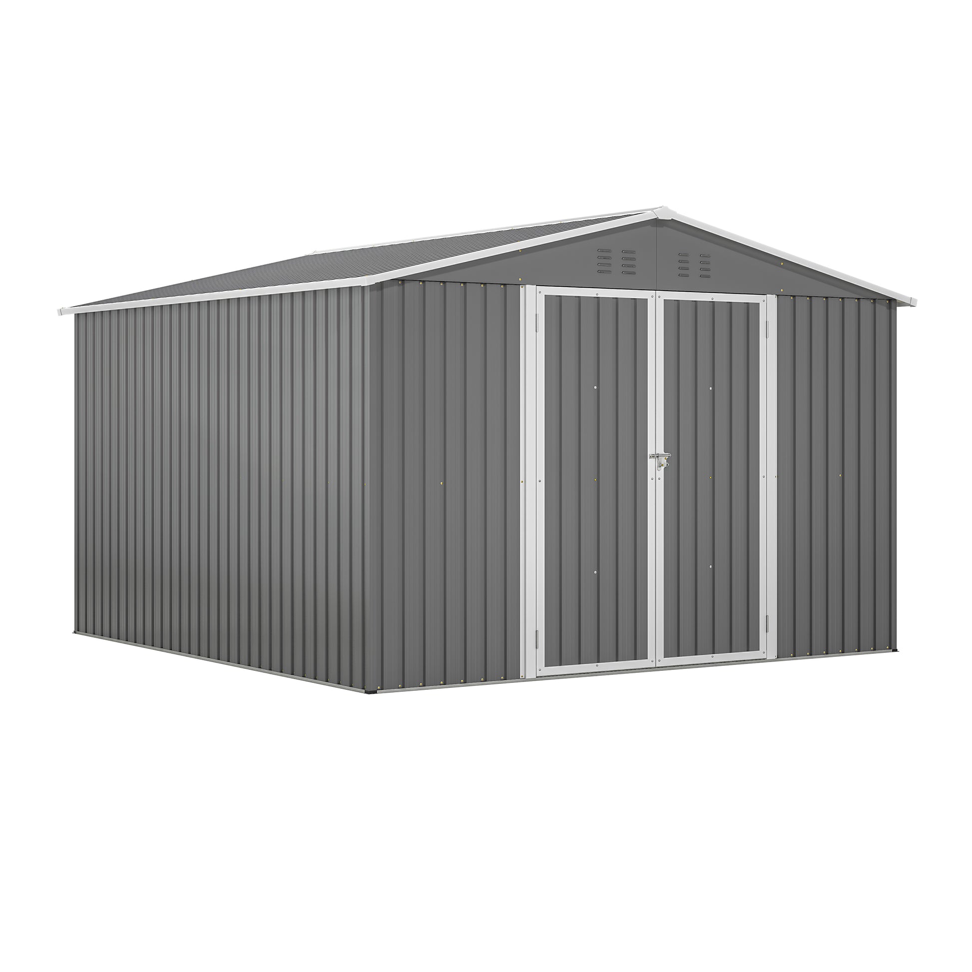 10 X 10 FT Outdoor Storage Shed, Large Metal Tool Sheds With Updated Frame Structure And Lockable Doors, Garden Shed For Backyard Garden Patio Lawn, Grey - Loving My Life Outdoors