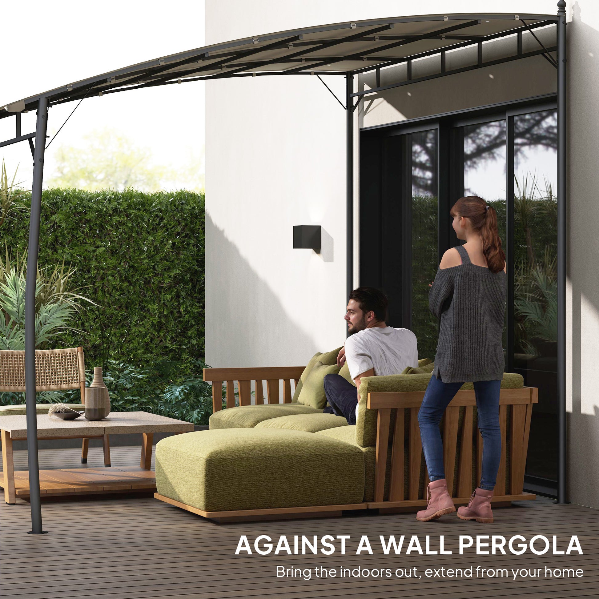 10' X 10' Outdoor Pergola Gazebo, Garden Sun Shade Shelter With Metal Frame For Porch, Patio, Deck, Backyard, Cream - Loving My Life Outdoors
