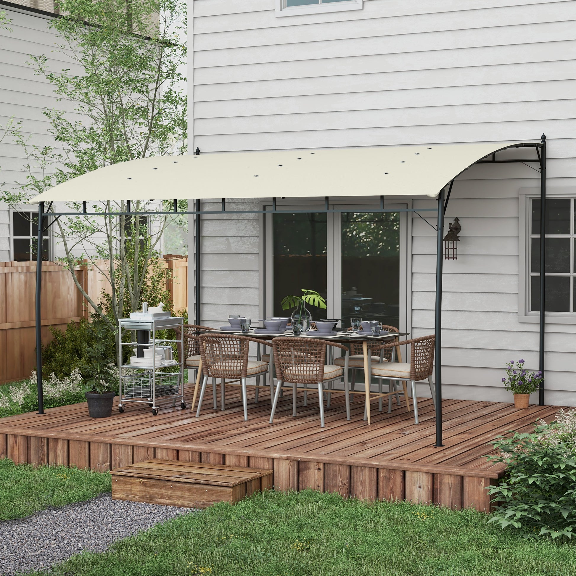 10' x 13' Outdoor Pergola Gazebo, Garden Sun Shade Shelter with Metal Frame for Porch, Patio, Deck, Backyard, Cream - Loving My Life Outdoors