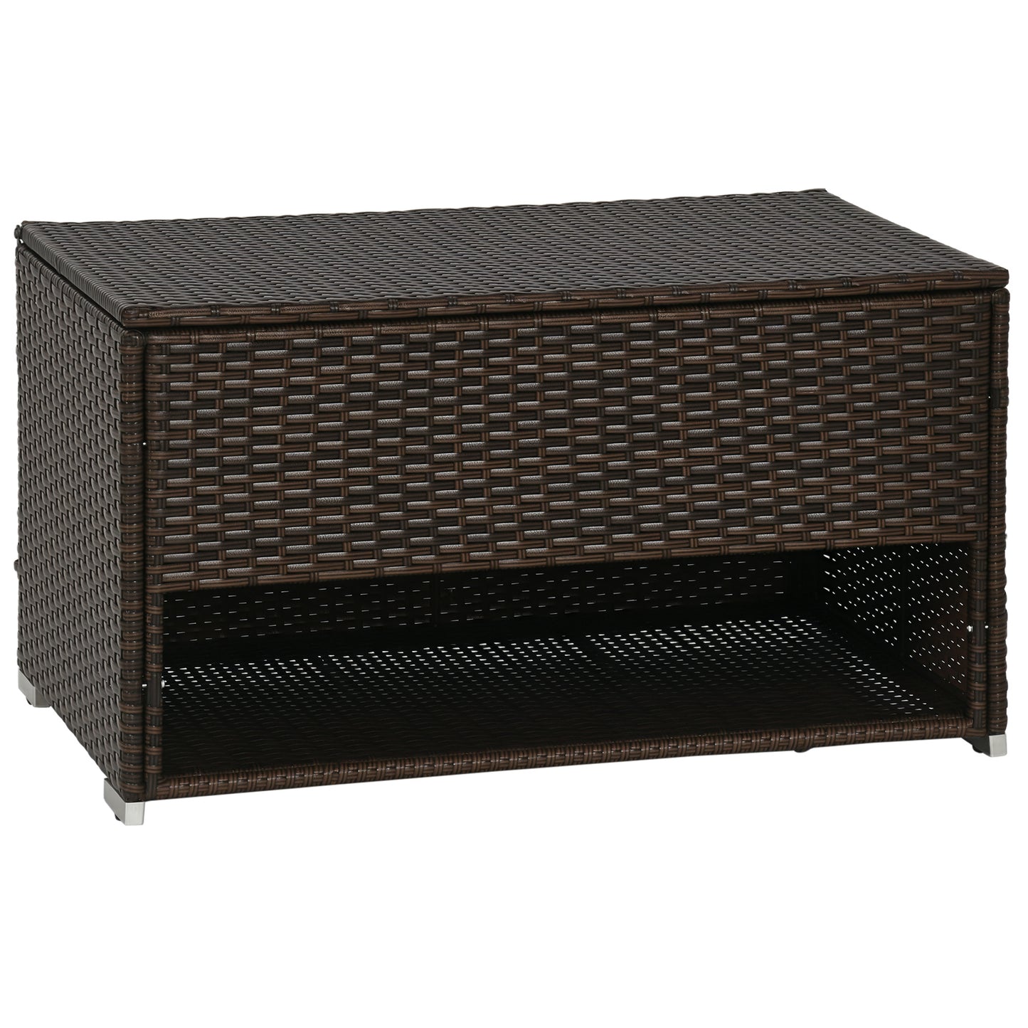 Outdoor Deck Box & Shoe Storage, PE Rattan Wicker Towel Rack with Liner for Indoor, Outdoor, Patio Furniture Cushions, Pool, Garden Tools, Brown - Loving My Life Outdoors