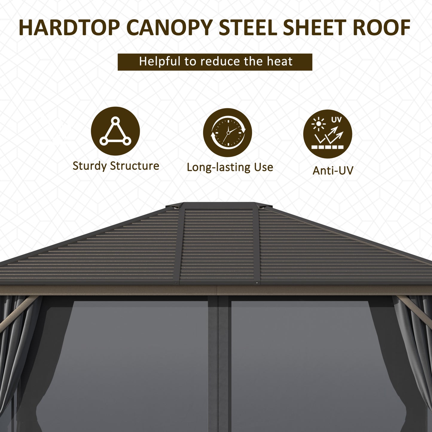 10' x 12' Hardtop Gazebo with Curtains and Netting, Gazebo Canopy with Aluminum Frame and Hooks, Dark Gray - Loving My Life Outdoors