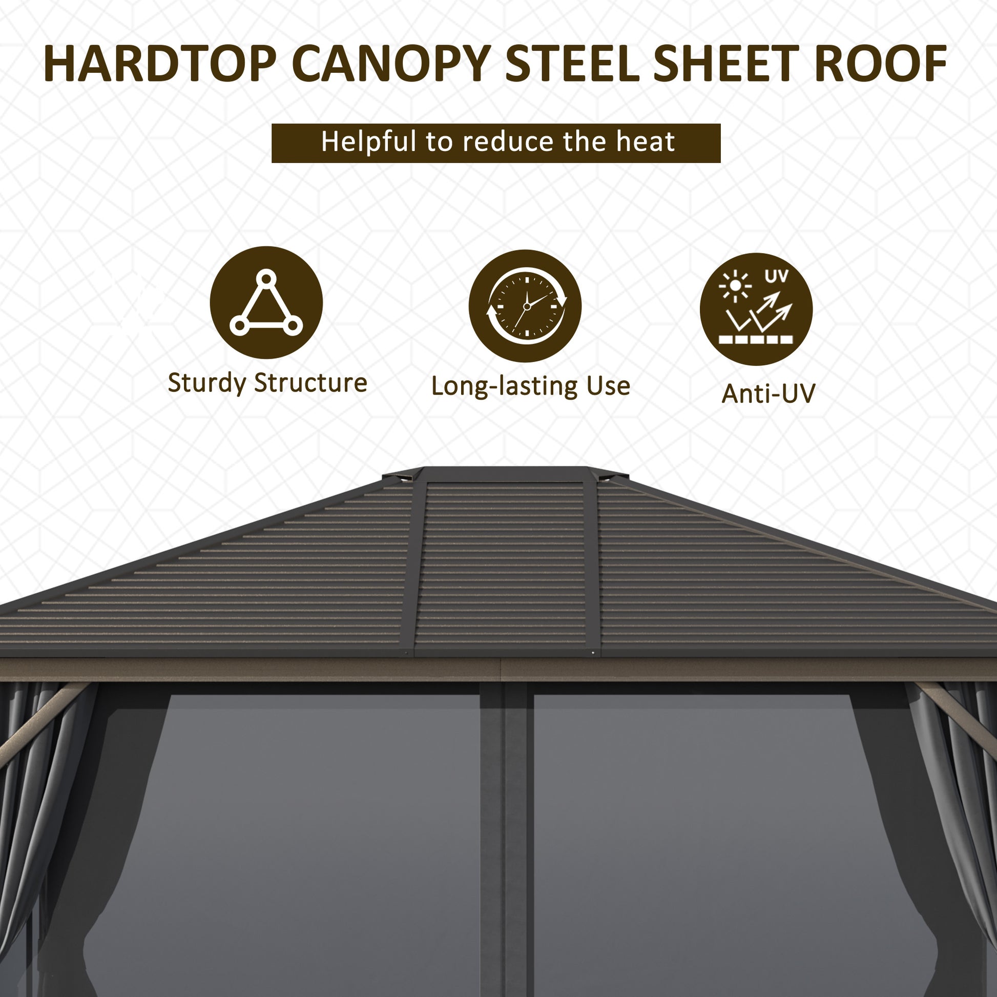 10' x 12' Hardtop Gazebo with Curtains and Netting, Gazebo Canopy with Aluminum Frame and Hooks, Dark Gray - Loving My Life Outdoors