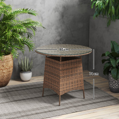 Wicker Garden Rattan Table, Patio Furniture Outdoor Coffee Table With Umbrella Hole And Tempered Glass Top, Brown - Loving My Life Outdoors