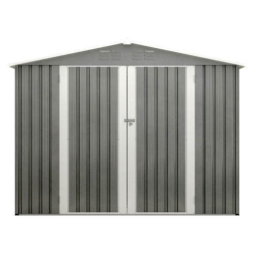 8 X 6 FT Outdoor Waterproof Garden Tool Storage Sheds With Metal Foundation With Floor Frame, Tool Shed With Lockable Hinged Doors & Air Vents, Storage House Waterproof For Backyard, Lawn, Gray - Loving My Life Outdoors