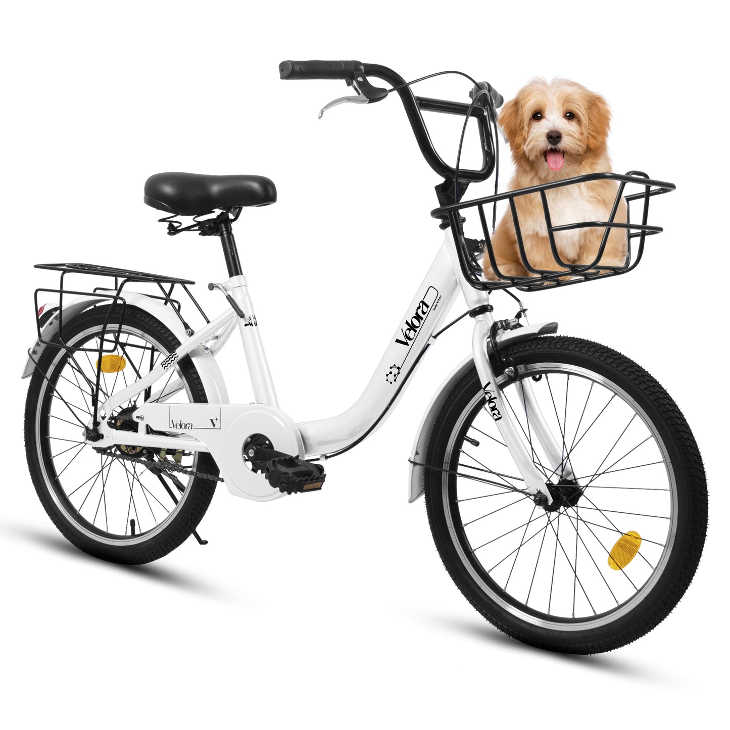 A20182 20 Inch Kids Bike For Boys & Girls, Children's Bicycle With Coaster Brake & V-Brake, 1-Speed, Chain Guard & Rear Rack, Lightweight Steel Frame Pink, Green, Purple, White - Loving My Life Outdoors
