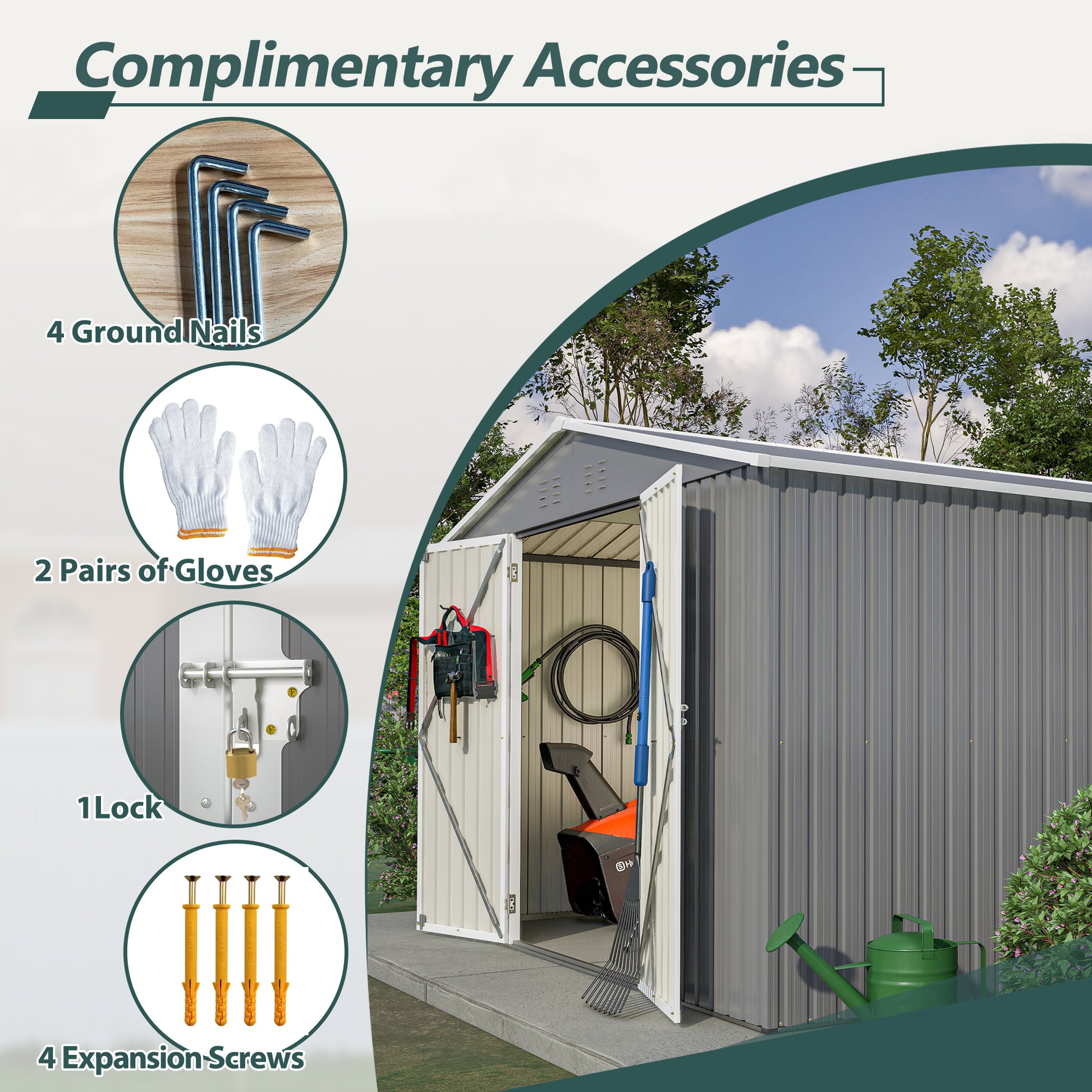 10 X 10 FT Outdoor Storage Shed, Large Metal Tool Sheds With Updated Frame Structure And Lockable Doors, Garden Shed For Backyard Garden Patio Lawn, Grey - Loving My Life Outdoors