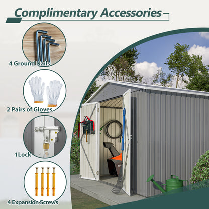 10 X 10 FT Outdoor Storage Shed, Large Metal Tool Sheds With Updated Frame Structure And Lockable Doors, Garden Shed For Backyard Garden Patio Lawn, Grey - Loving My Life Outdoors
