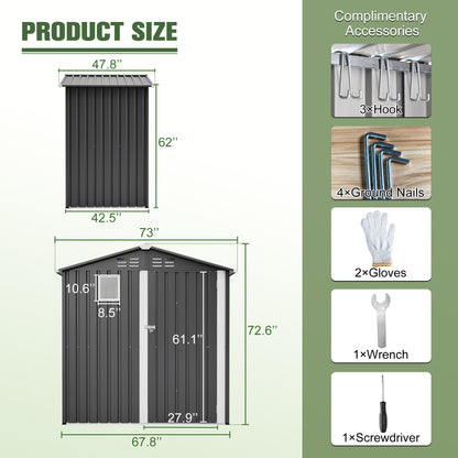 Metal Outdoor Storage Shed 6FT X 4FT, Steel Utility Tool Shed Storage House, Metal Sheds Outdoor Storage For Backyard Garden Patio Lawn 6 X 4, Gray - Loving My Life Outdoors