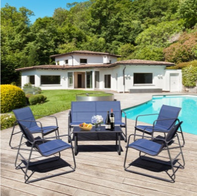 Courtyard Furniture Set, Outdoor Courtyard Furniture Reception Set With Table---4 Black - Loving My Life Outdoors
