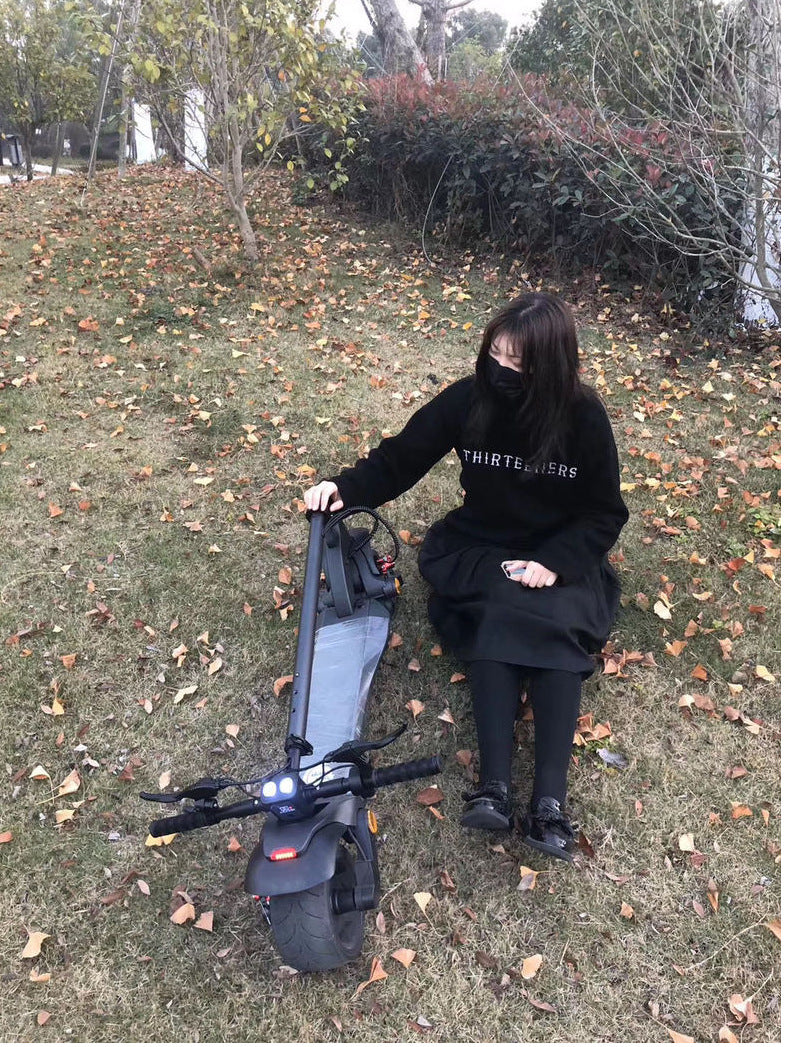 Double Drive Folding Scooter With Wide Tires - Loving My Life Outdoors