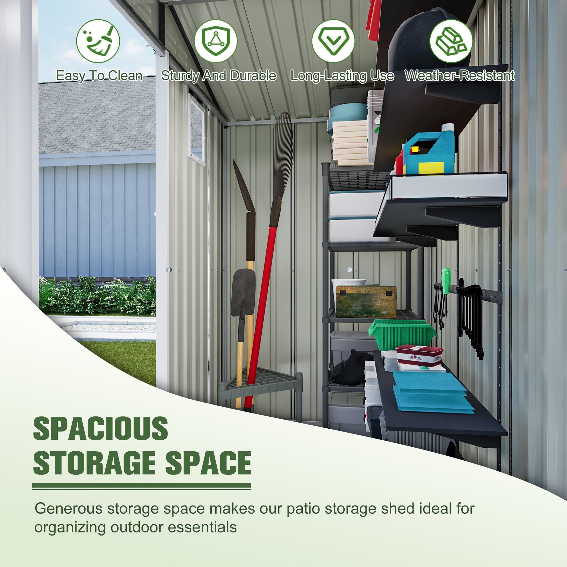 Metal Outdoor Storage Shed 6FT X 4FT, Steel Utility Tool Shed Storage House, Metal Sheds Outdoor Storage For Backyard Garden Patio Lawn 6 X 4, Gray - Loving My Life Outdoors