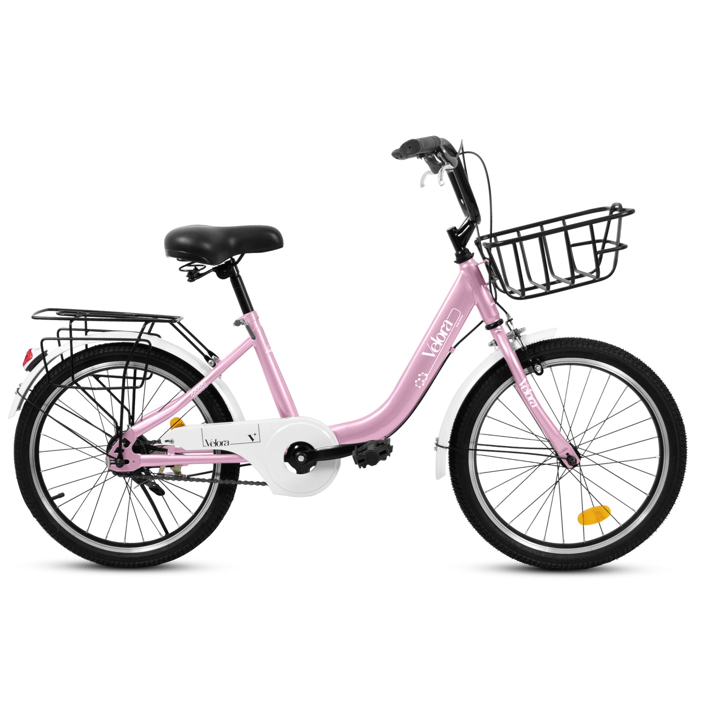 A20182 20 Inch Kids Bike For Boys & Girls, Children's Bicycle With Coaster Brake & V-Brake, 1-Speed, Chain Guard & Rear Rack, Lightweight Steel Frame Pink, Green, Purple, White - Loving My Life Outdoors